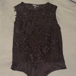 Lulu's Black Lace Bodysuit